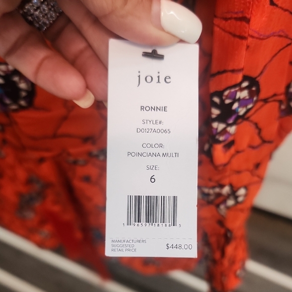 Joie Ronnie Floral Dress in Poinciana Multi Size 6 $448 - Picture 2 of 4